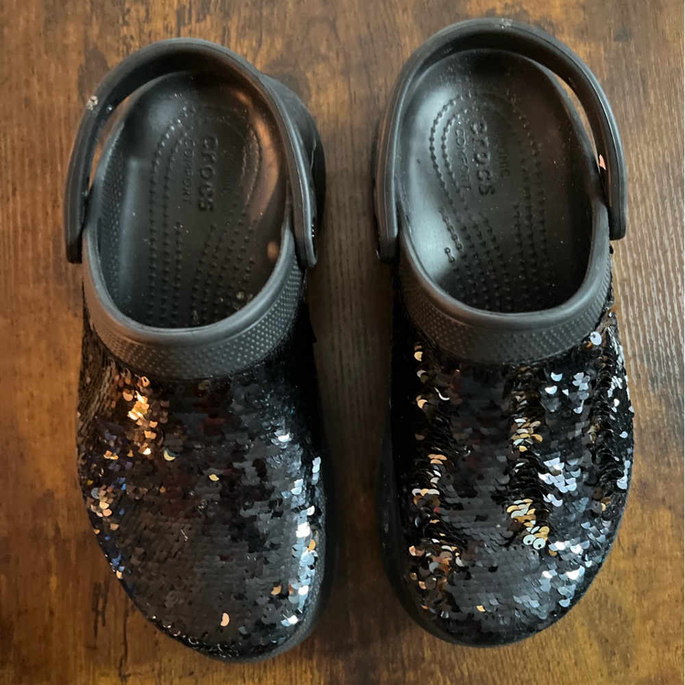 CROCS bae two tone Sequin clogs